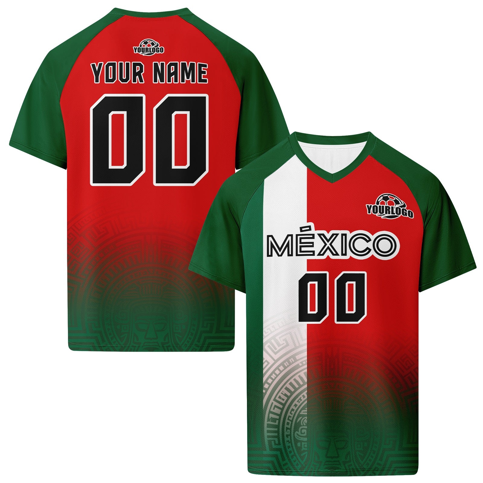 Custom Mexico 2026 World Cup High Quality Soccer Stadium Version Jersey Sneakers Sports Shoes and Hat Combo Offer Personalized Team Name and Logo ZH-F007043-006