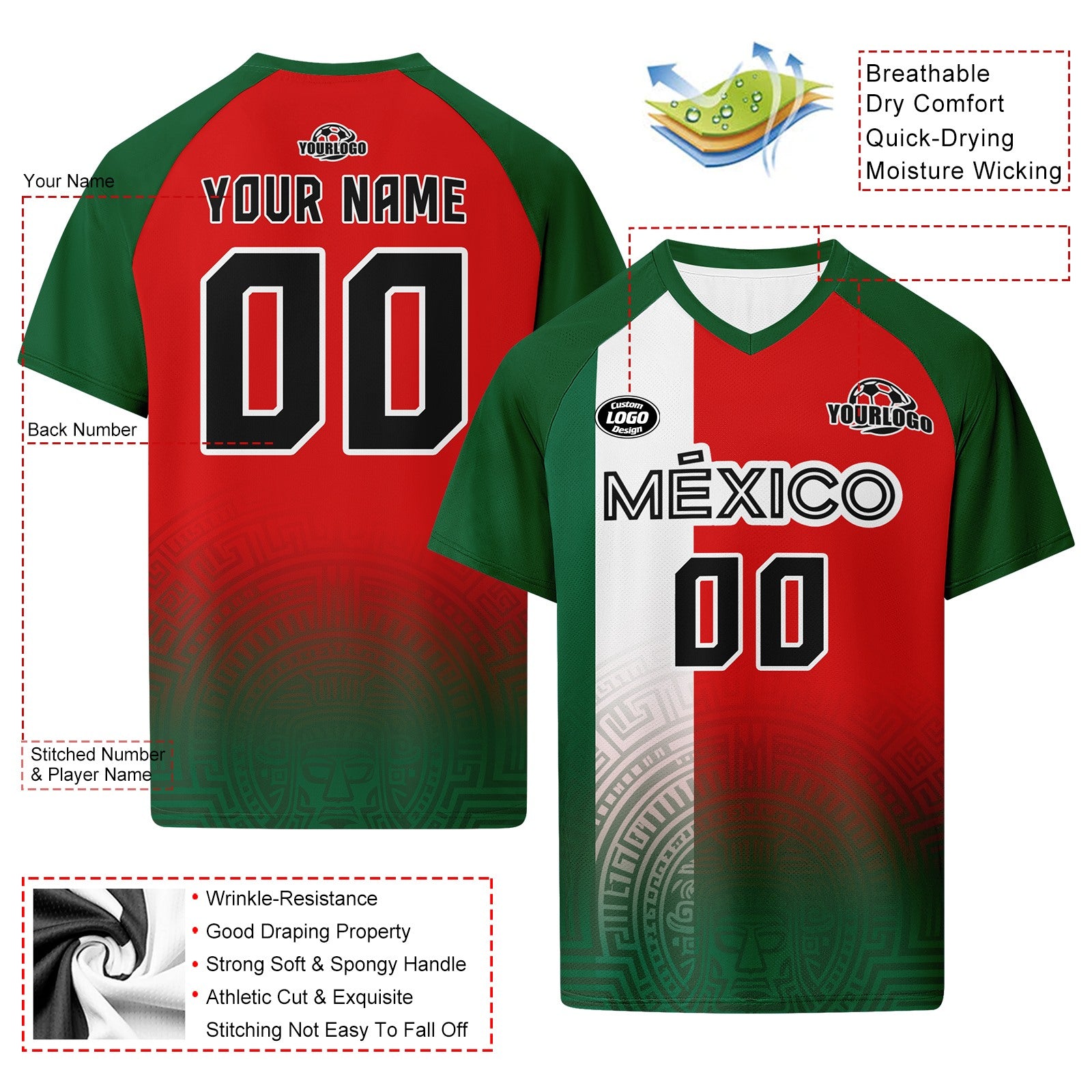 Custom Mexico 2026 World Cup Football Shirt Customized Soccer Jersey for Fans Add Your Name & Number FZ190-F007037-006