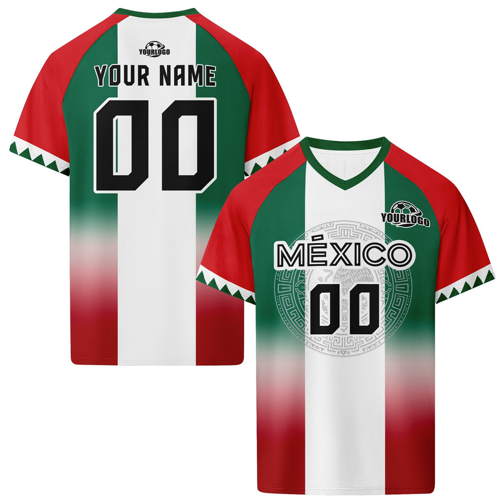 Custom Mexico 2026 World Cup High Quality Soccer Stadium Version Jersey Sneakers Sports Shoes and Hat Combo Offer Personalized Team Name and Logo ZH-F007043-007