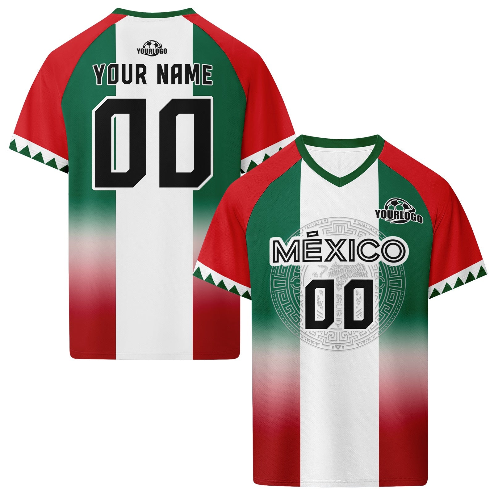 Custom Mexico 2026 World Cup High Quality Soccer Stadium Version Jersey Sneakers Sports Shoes and Hat Combo Offer Personalized Team Name and Logo ZH-F007043-007