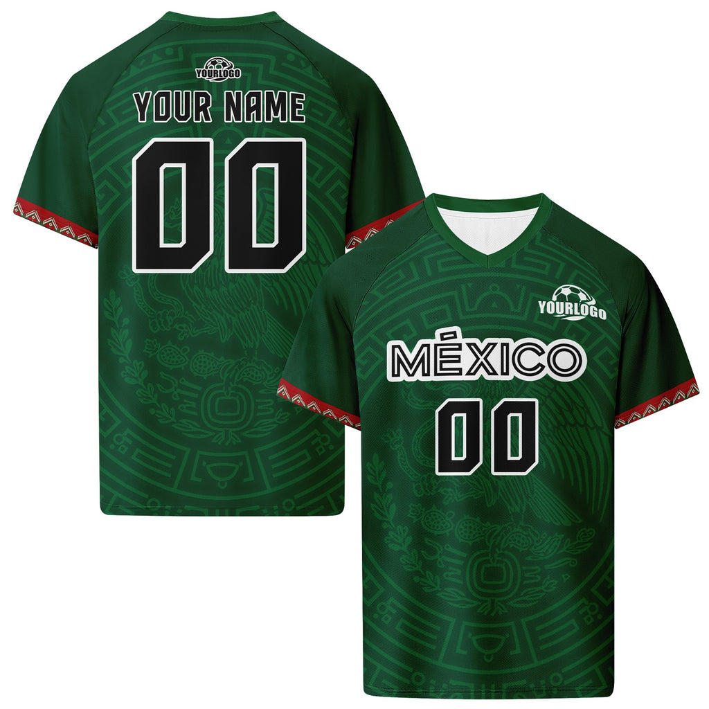 Custom Mexico 2026 World Cup High Quality Soccer Stadium Version Jersey Sneakers Sports Shoes and Hat Combo Offer Personalized Team Name and Logo ZH-F007043-008