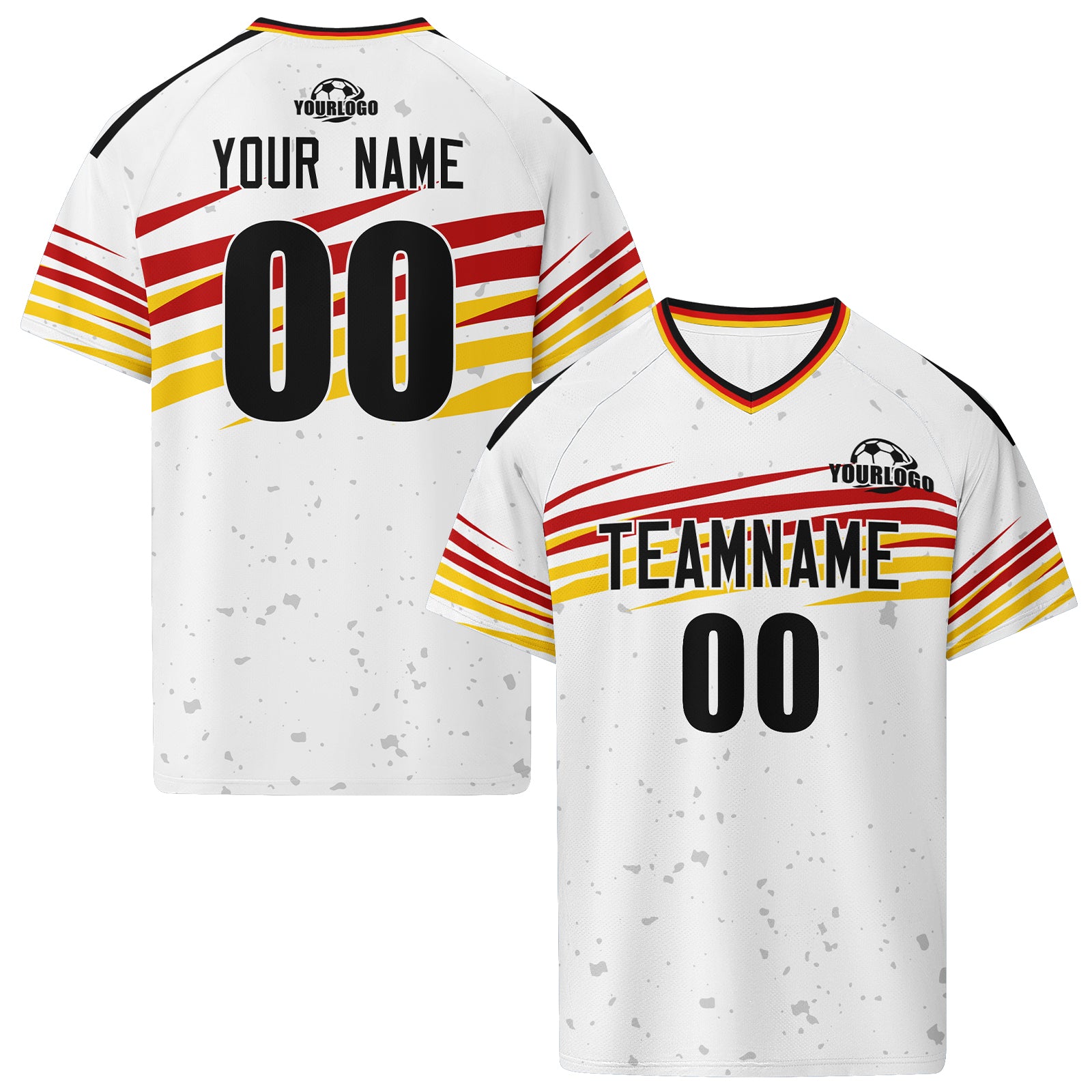 Custom Germany 2026 World Cup High Quality Soccer Stadium Version Jersey Sneakers Sports Shoes and Hat Combo Offer Personalized Team Name and Logo ZH-F007046-006