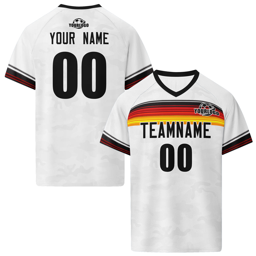 Custom Germany 2026 World Cup High Quality Soccer Stadium Version Jersey Sneakers Sports Shoes and Hat Combo Offer Personalized Team Name and Logo ZH-F007046-009