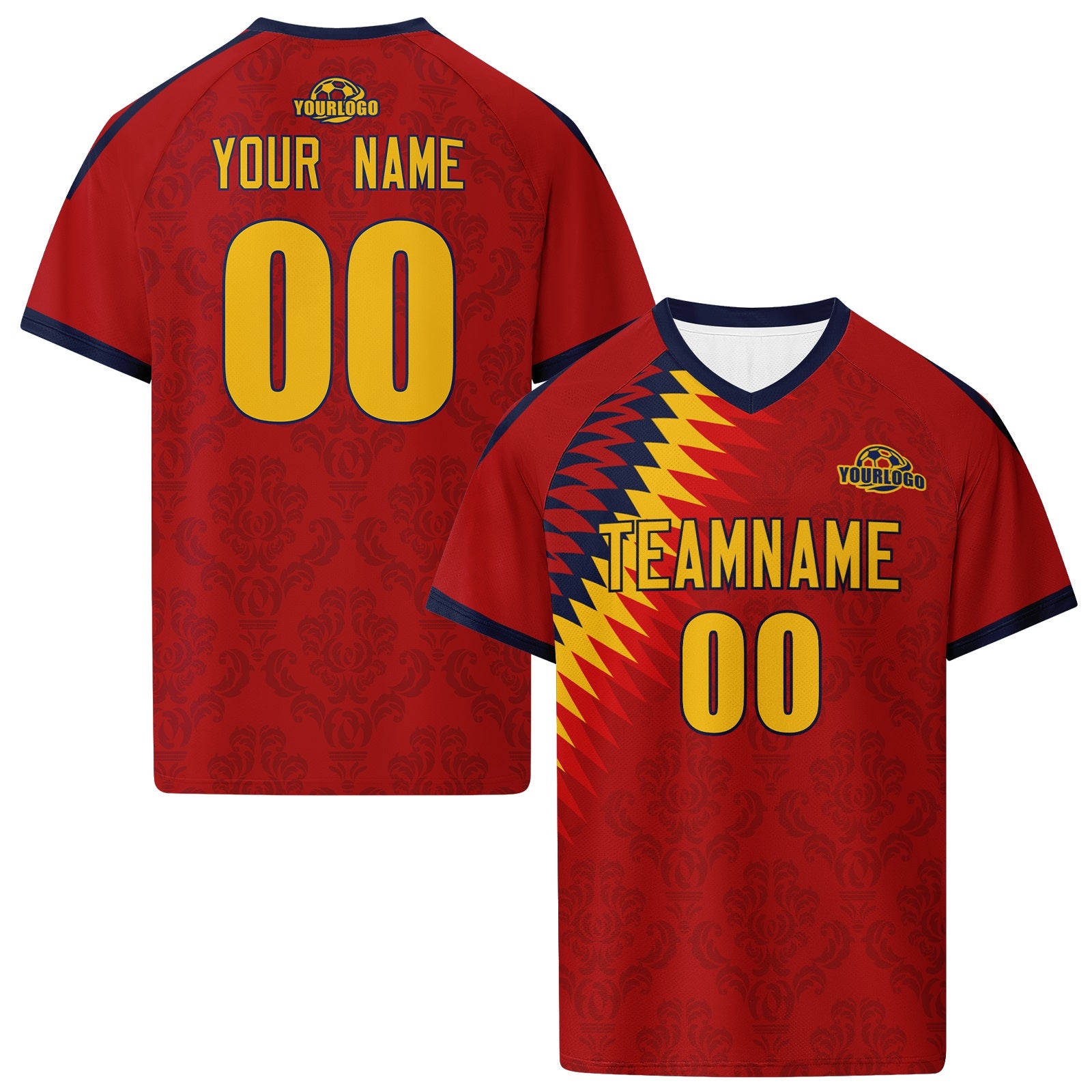 Custom Spain 2026 World Cup High Quality Soccer Stadium Version Jersey Sneakers Sports Shoes and Hat Combo Offer Personalized Team Name and Logo ZH-F007049-002