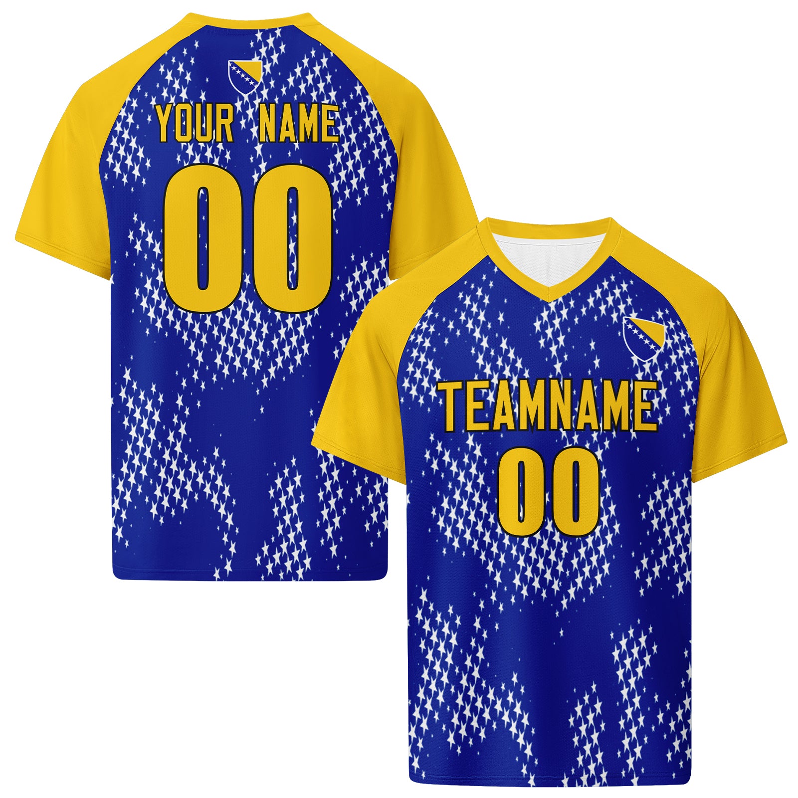 Custom Bosnia and Herzegovina 2026 World Cup High Quality Soccer Stadium Version Jersey Sneakers Sports Shoes and Hat Combo Offer Personalized Team Name and Logo ZH-F007062-007