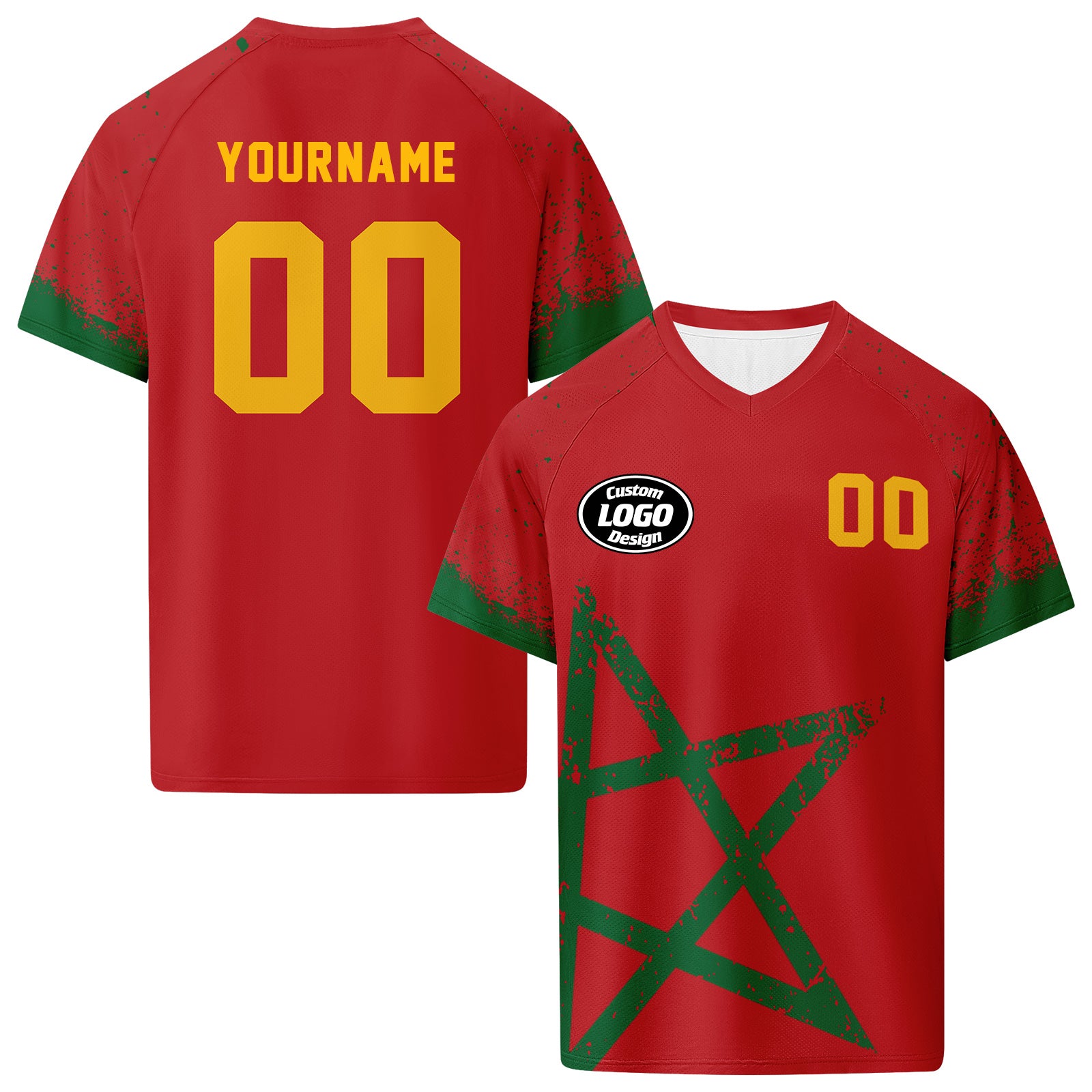 Custom 2026 World Cup Morocco High Quality Soccer Stadium Version Jersey Sneakers Sports Shoes and Hat Combo Offer Personalized Team Name and Logo ZH-F009134-1