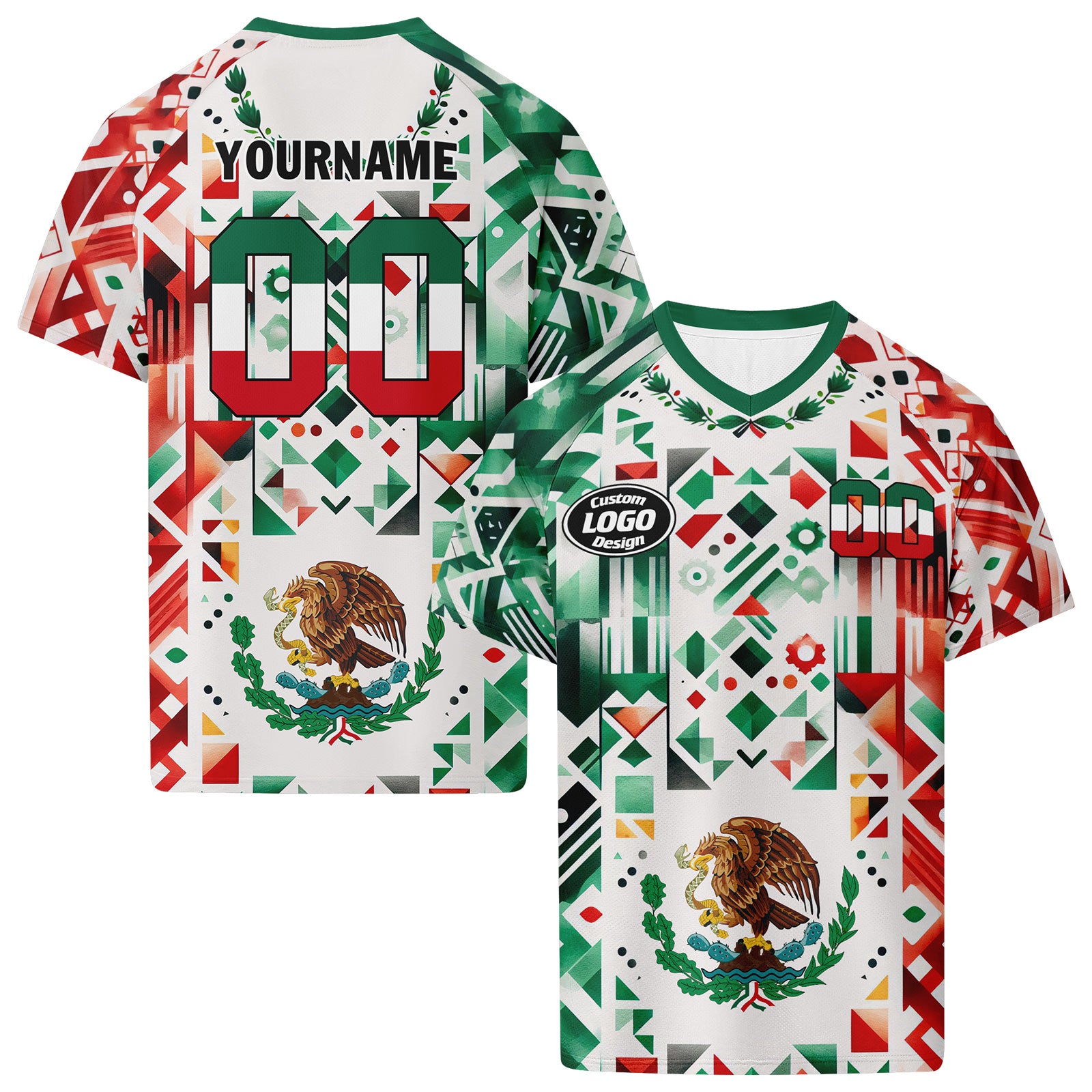 Custom 2026 World Cup Mexico High Quality Soccer Stadium Version Jersey Sneakers Sports Shoes and Hat Combo Offer Personalized Team Name and Logo ZH-F023092-5
