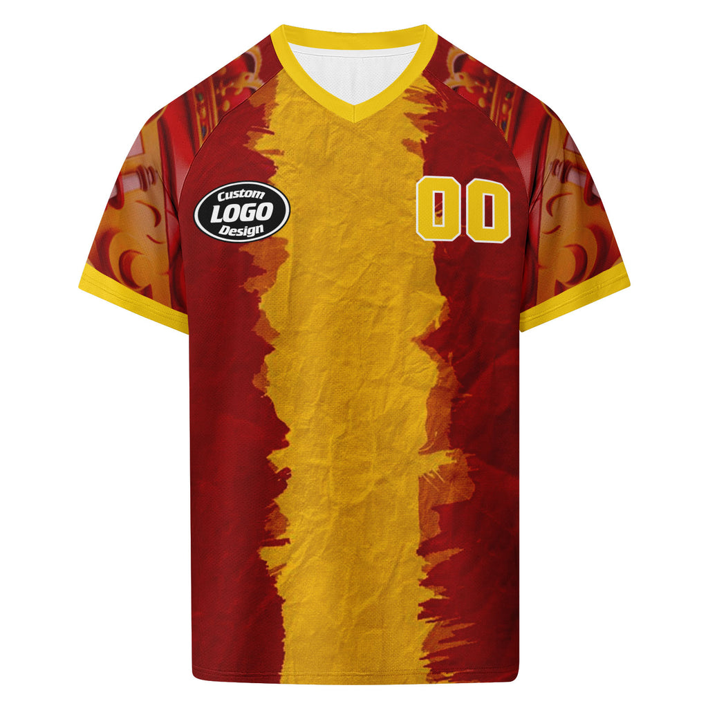 Custom 2026 World Cup Spain High Quality Soccer Stadium Version Jersey Sneakers Sports Shoes and Hat Combo Offer Personalized Team Name and Logo ZH-F025077-1