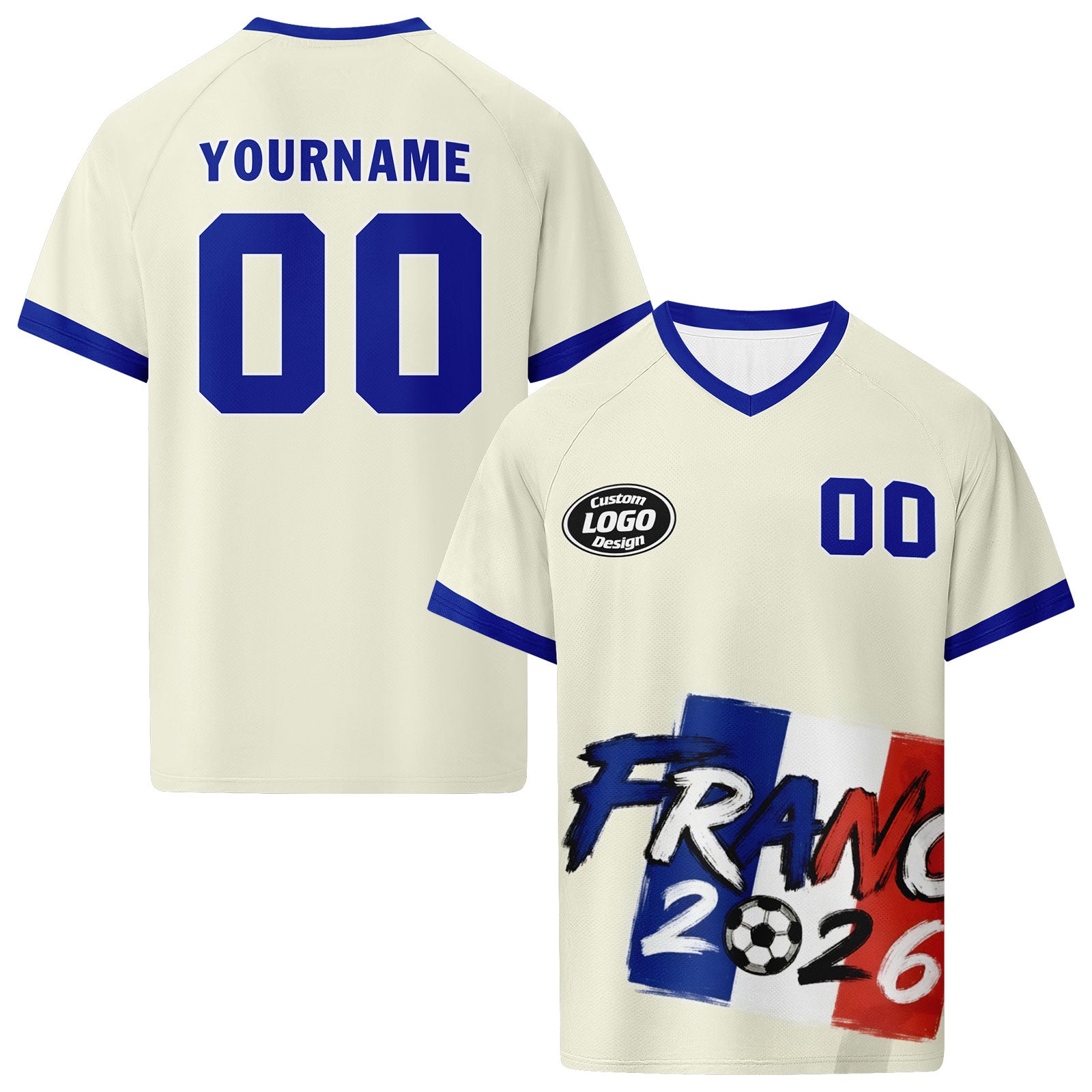 Custom 2026 World Cup France High Quality Soccer Stadium Version Jersey Sneakers Sports Shoes and Hat Combo Offer Personalized Team Name and Logo ZH-F025084-6