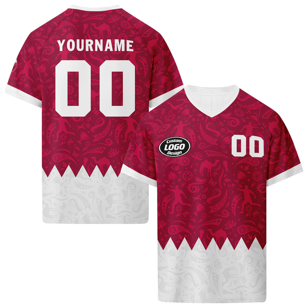 Custom Qatar 2026 World Cup High Quality Soccer Stadium Version Jersey Sneakers Sports Shoes and Hat Combo Offer Personalized Team Name and Logo ZH-F025144-2