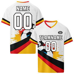 Custom Germany 2026 World Cup High Quality Soccer Stadium Version Jersey Sneakers Sports Shoes and Hat Combo Offer Personalized Team Name and Logo ZH-F028100-1