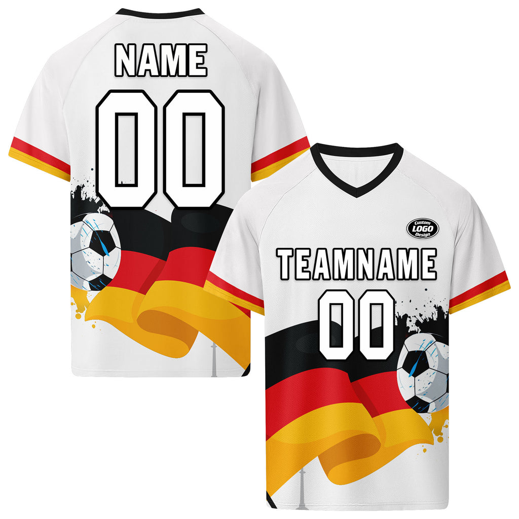 Custom Germany 2026 World Cup High Quality Soccer Stadium Version Jersey Sneakers Sports Shoes and Hat Combo Offer Personalized Team Name and Logo ZH-F028100-2