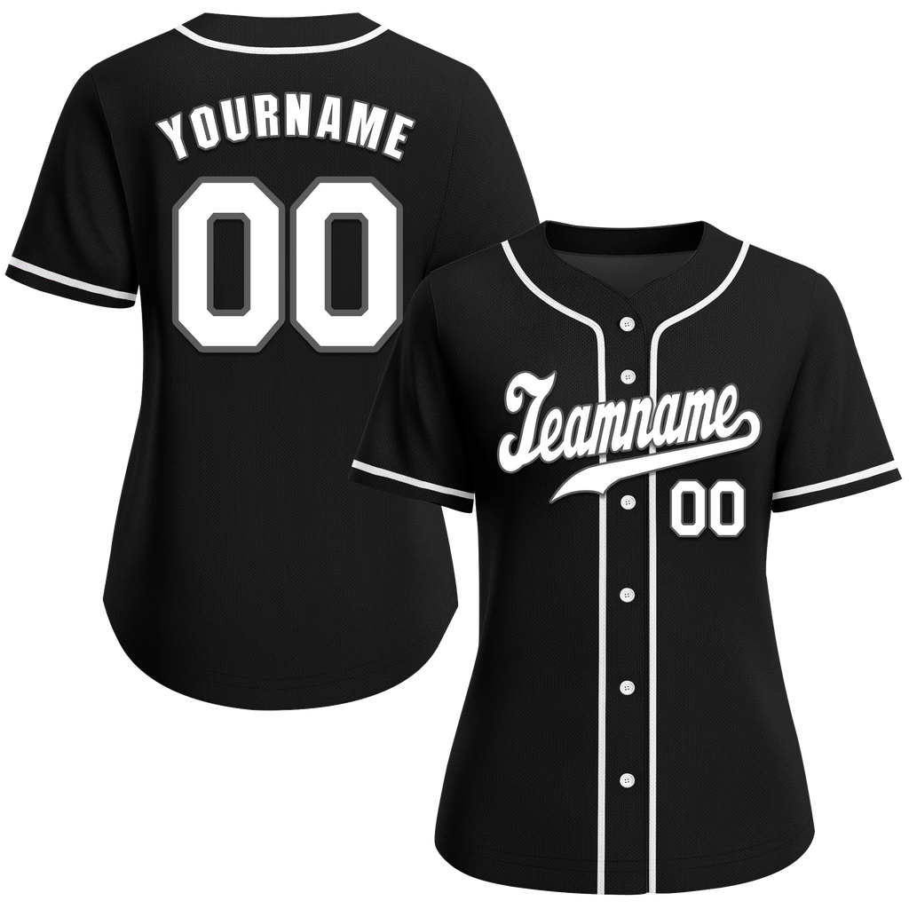 Custom Black Classic Style White Authentic Baseball Jersey