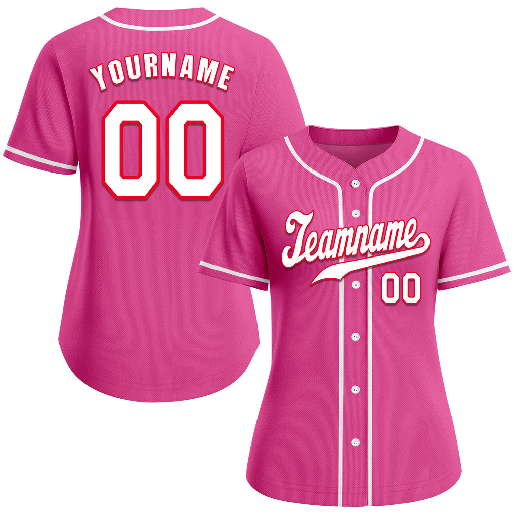 Custom Pink Classic Style White Authentic Baseball Jersey