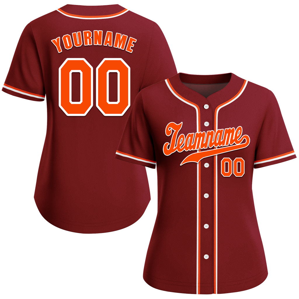 Custom Brown Classic Style Orange Authentic Baseball Jersey