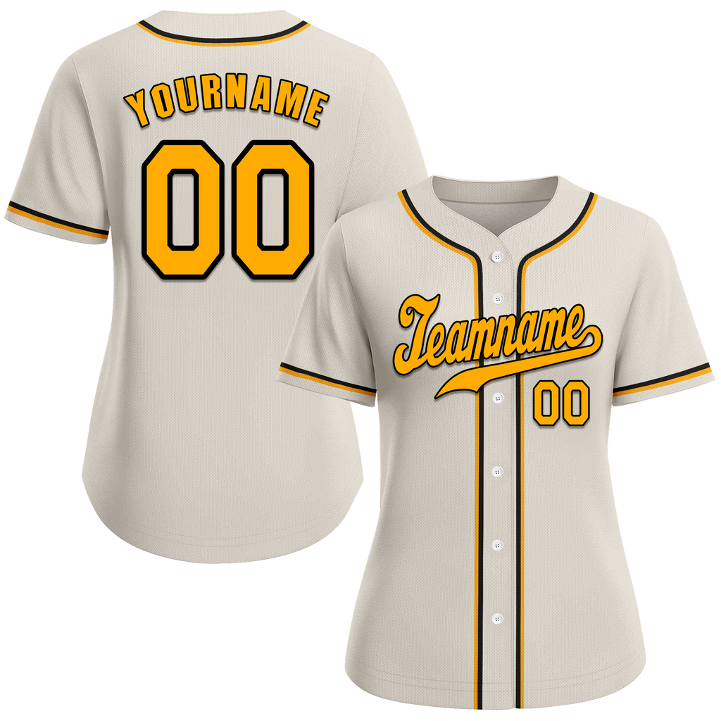 Custom Grey Classic Style Yellow Authentic Baseball Jersey