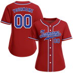 Custom Red Classic Style Blue Authentic Baseball Jersey