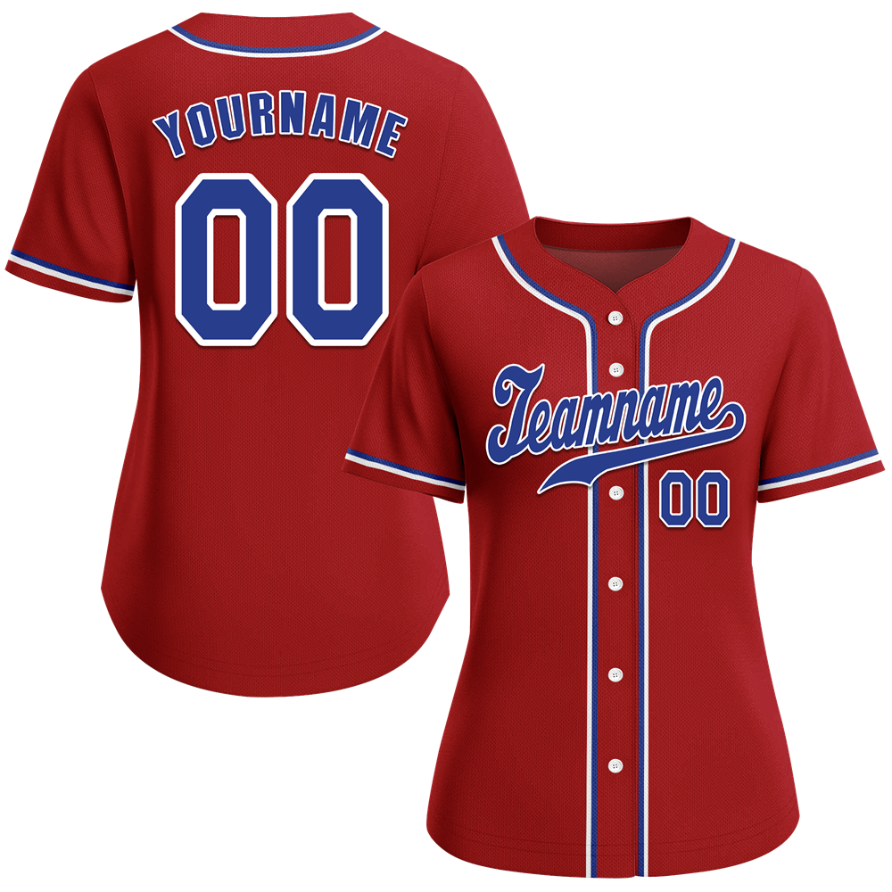 Custom Red Classic Style Blue Authentic Baseball Jersey