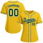Custom Yellow Classic Style Green Authentic Baseball Jersey
