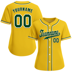 Custom Yellow Classic Style Green Authentic Baseball Jersey