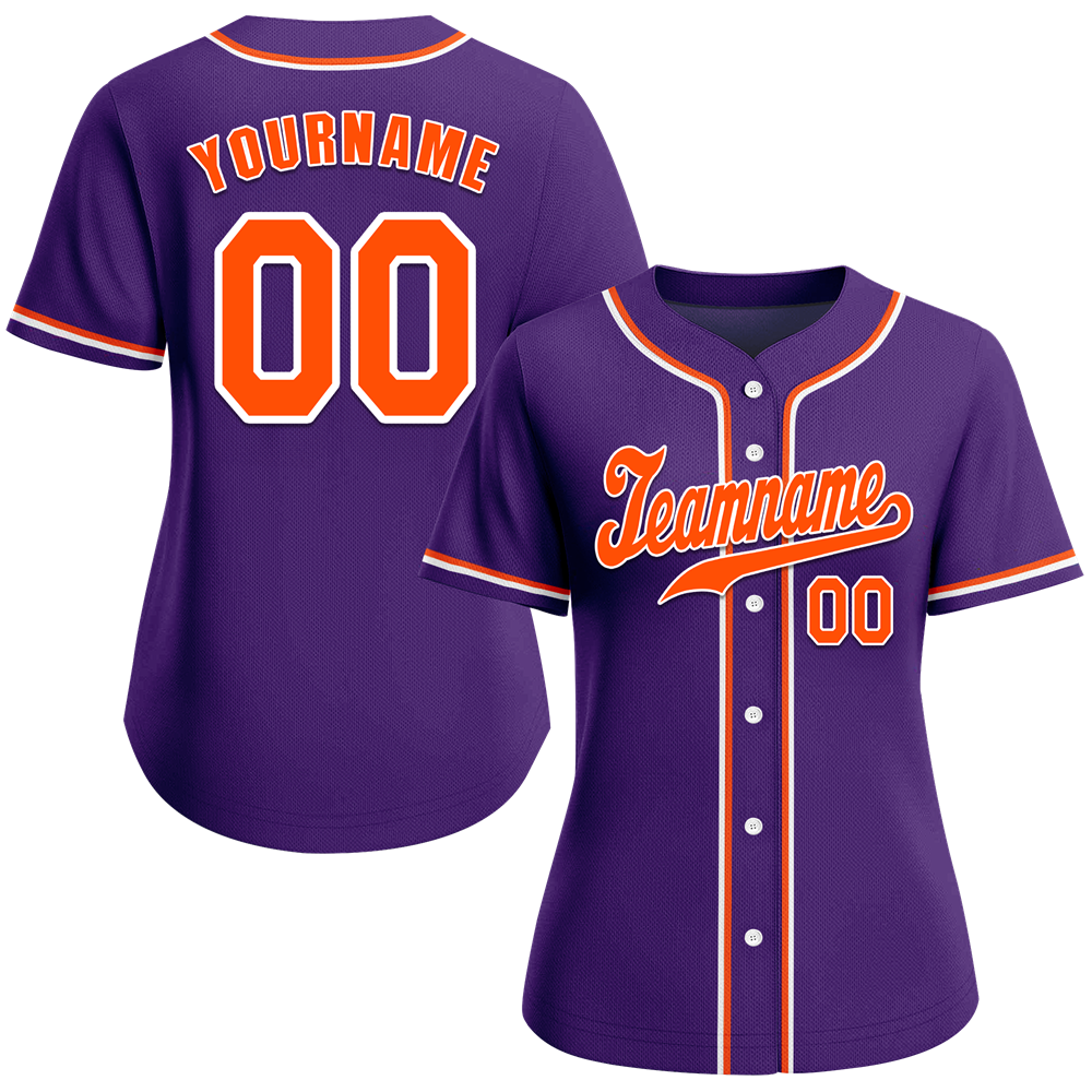 Custom Purple Classic Style Orange Authentic Baseball Jersey
