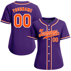 Custom Purple Classic Style Orange Authentic Baseball Jersey