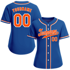 Custom Blue Classic Style Orange Authentic Baseball Jersey