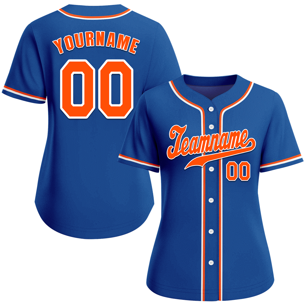 Custom Blue Classic Style Orange Authentic Baseball Jersey