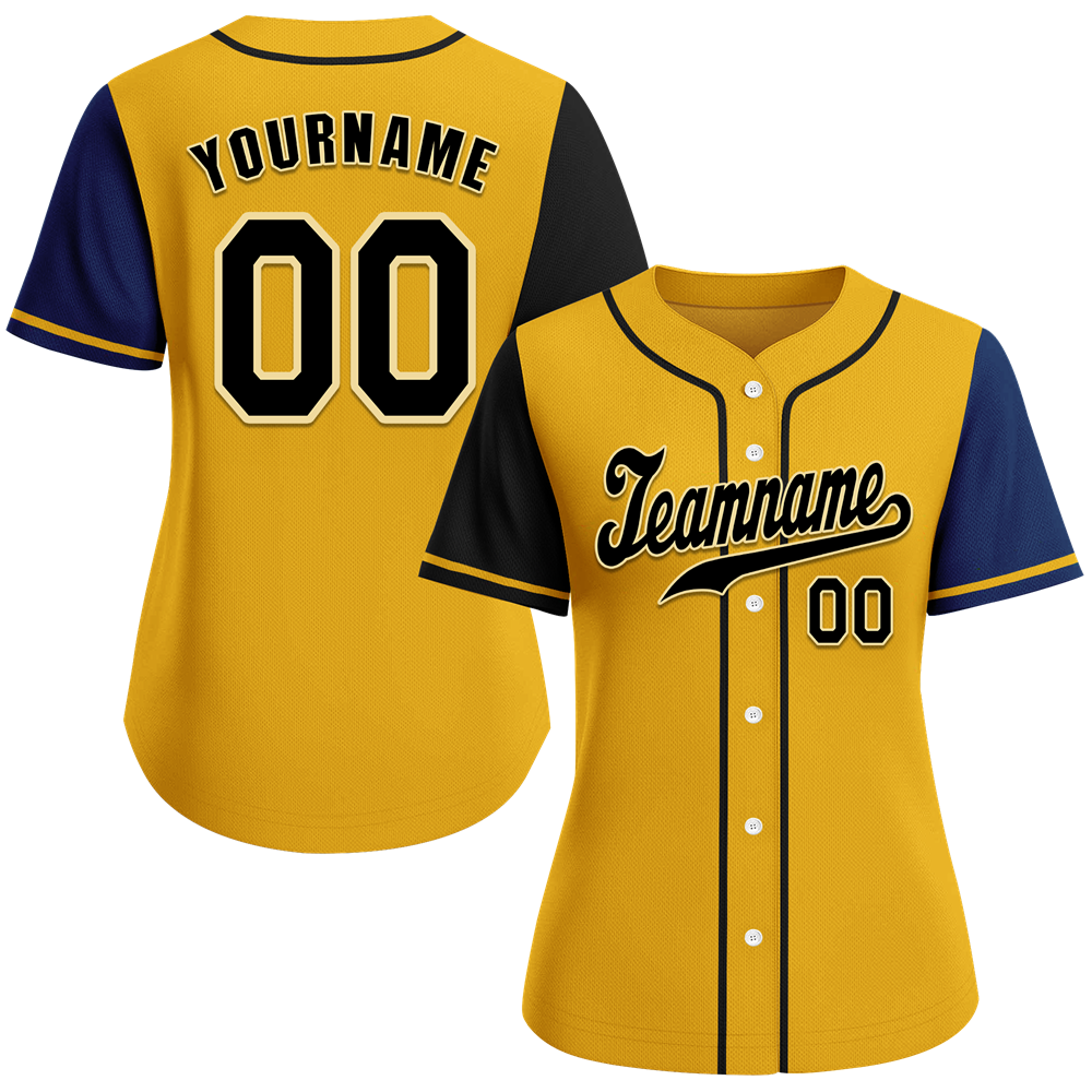Custom Yellow Two Tone Black Authentic Baseball Jersey