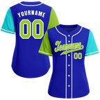 Custom Blue Two Tone Green Authentic Baseball Jersey