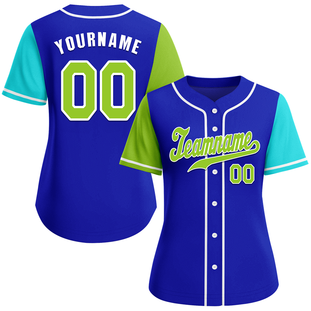 Custom Blue Two Tone Green Authentic Baseball Jersey