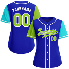 Custom Blue Two Tone Green Authentic Baseball Jersey