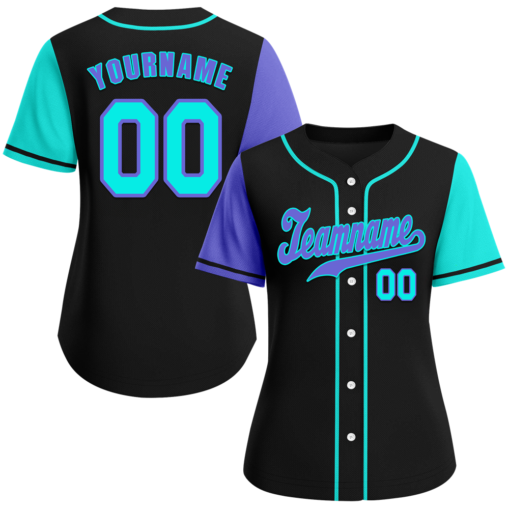 Custom Black Two Tone Purple Authentic Baseball Jersey