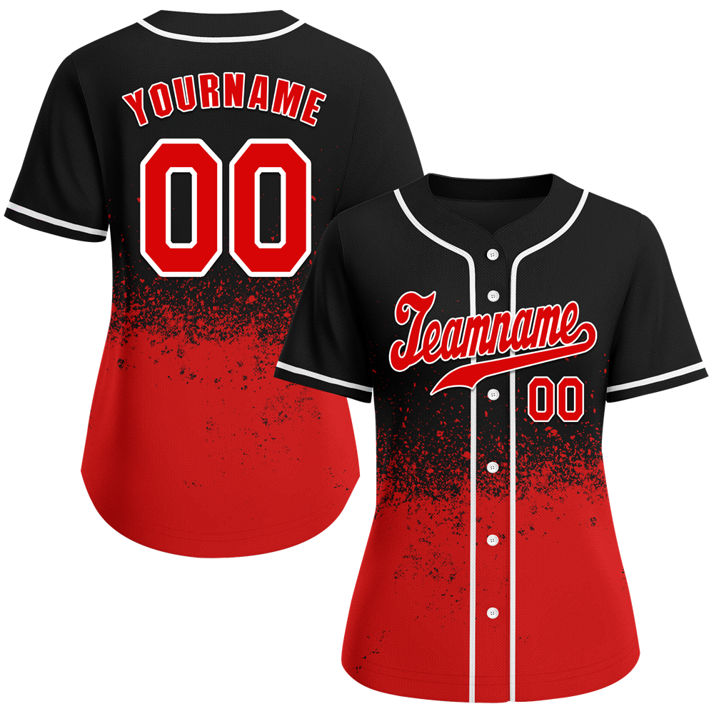 Custom Black Red Graffiti Pattern Red Authentic Baseball Jersey