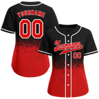 Custom Black Red Graffiti Pattern Red Authentic Baseball Jersey