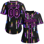 Custom Colorful Graffiti Pattern Black Authentic Baseball Jersey
