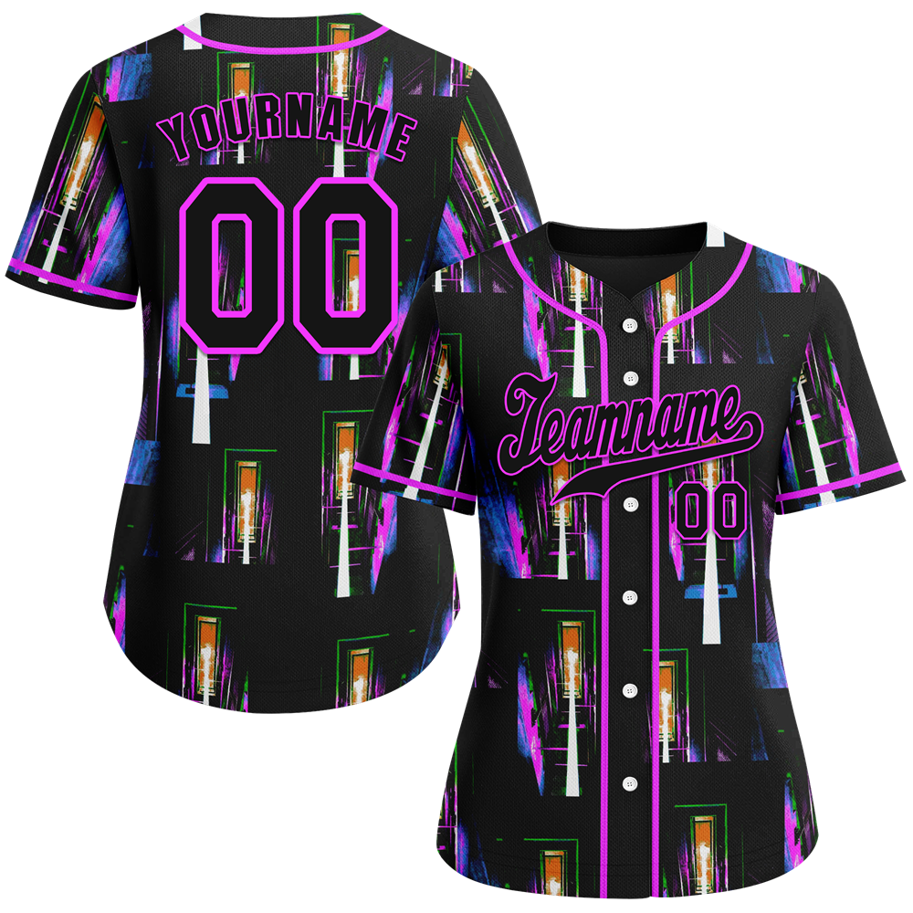 Custom Colorful Graffiti Pattern Black Authentic Baseball Jersey