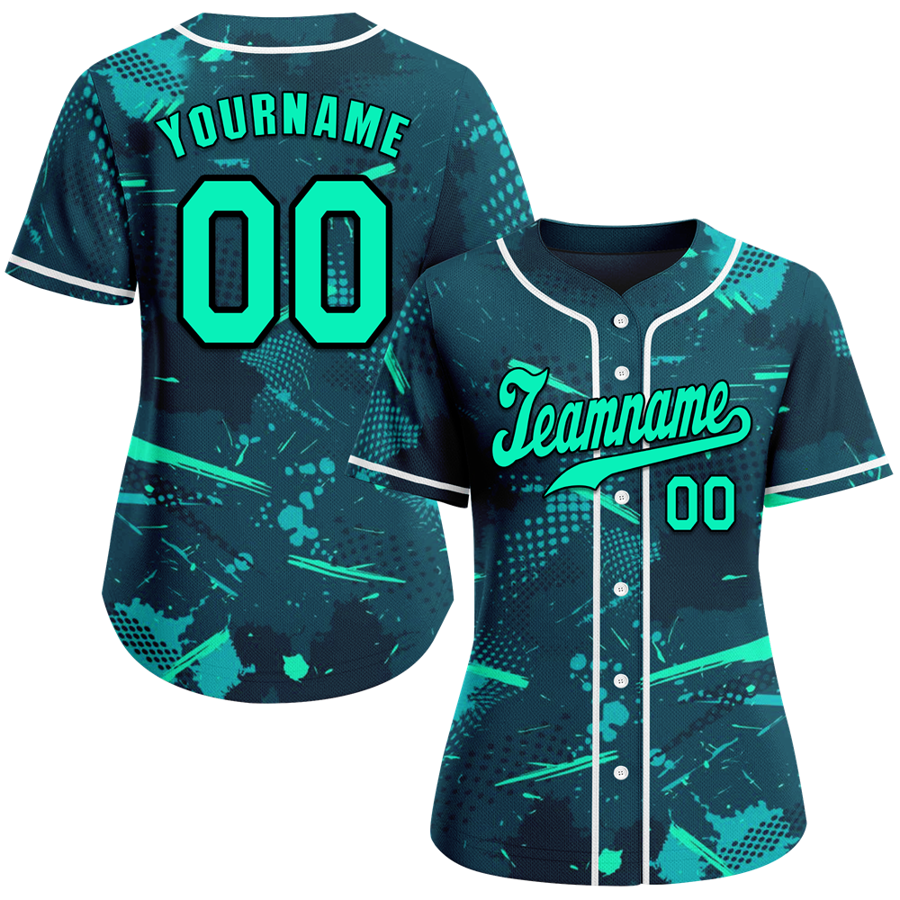 Custom Green Graffiti Pattern Green Authentic Baseball Jersey