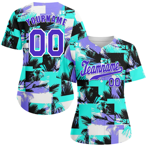 Custom Aqua Graffiti Pattern Blue Authentic Baseball Jersey