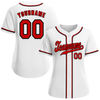 Custom White Classic Style Red Authentic Baseball Jersey