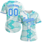 Custom Aqua Graffiti Pattern Aqua Authentic Baseball Jersey