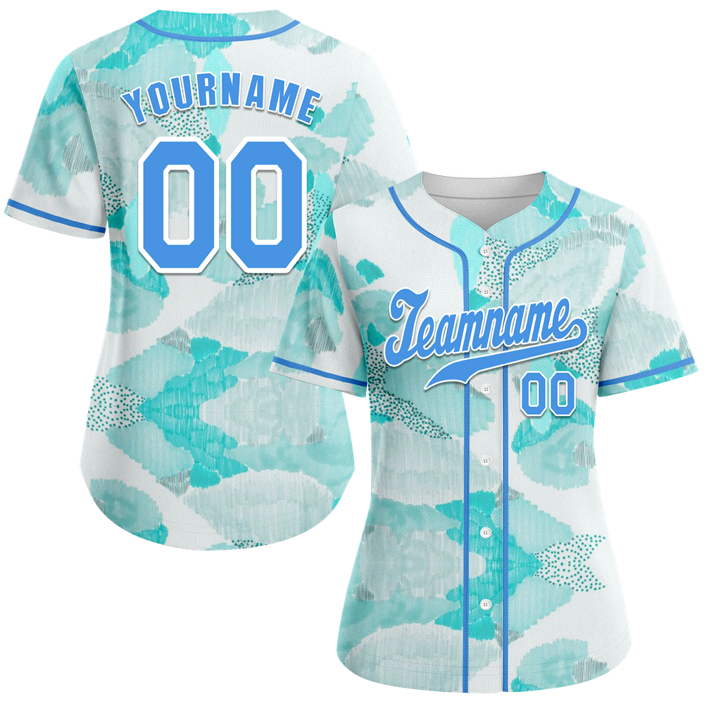 Custom Aqua Graffiti Pattern Aqua Authentic Baseball Jersey