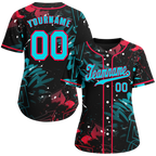 Custom Colorful Graffiti Pattern Aqua Authentic Baseball Jersey