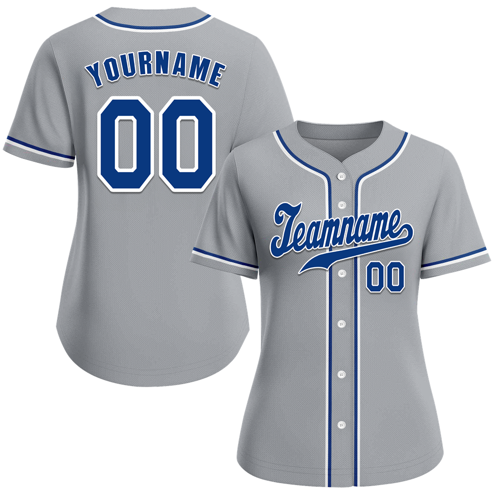 Custom Grey Classic Style Blue Authentic Baseball Jersey