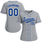 Custom Grey Classic Style Blue Authentic Baseball Jersey