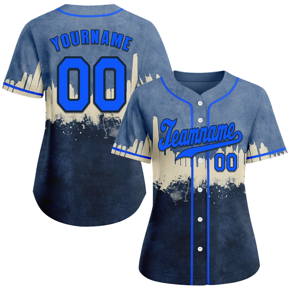 Custom Grey Black City Edition Blue Authentic Baseball Jersey BSBJ0a-bc0fbc7
