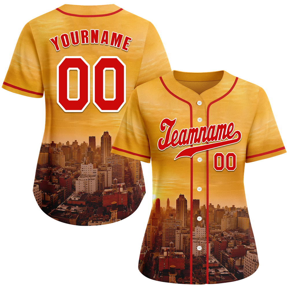 Custom Yellow City Edition Red Authentic Baseball Jersey BSBJ0a-bc0fbc8