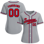 Custom Grey Classic Style Red Authentic Baseball Jersey