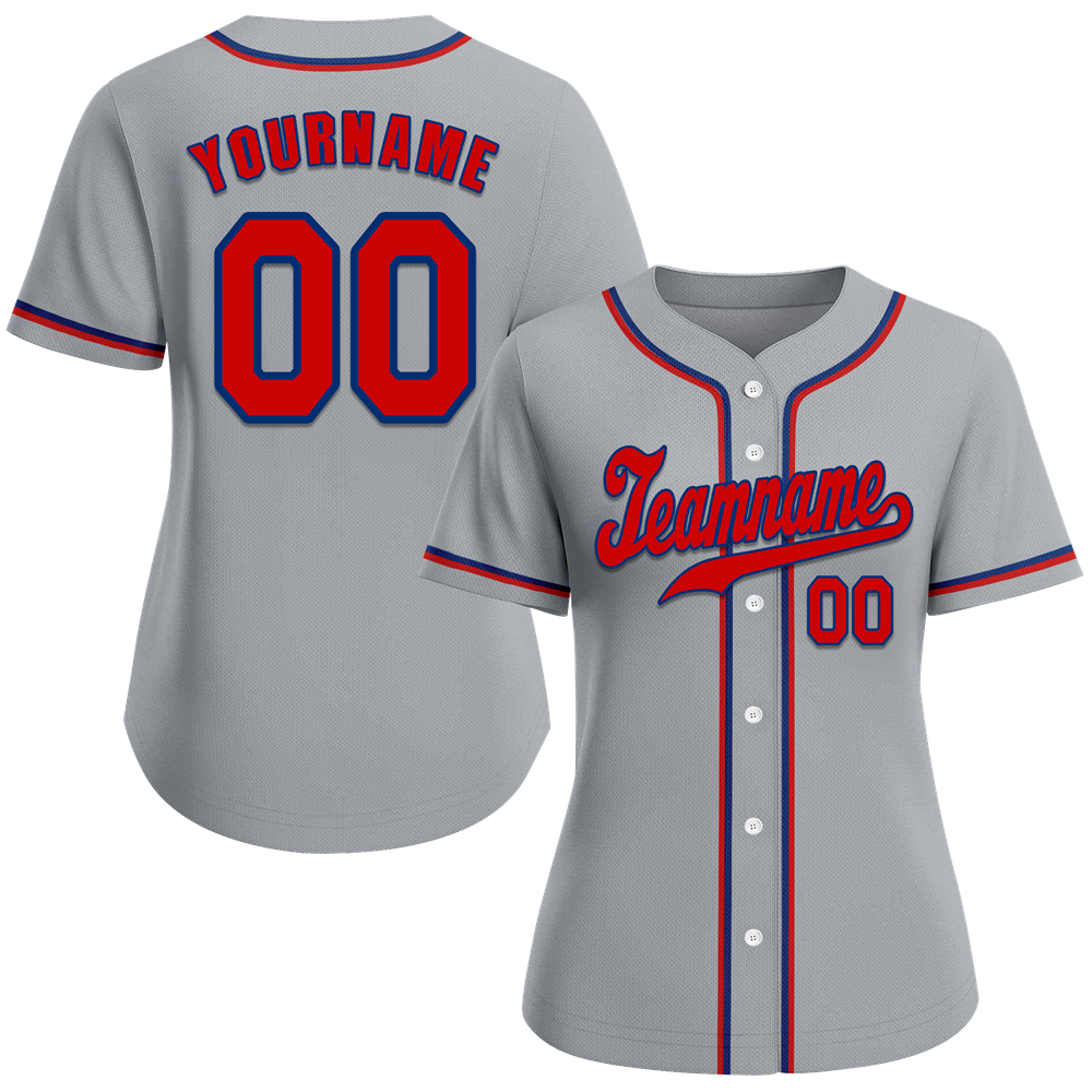Custom Grey Classic Style Red Authentic Baseball Jersey
