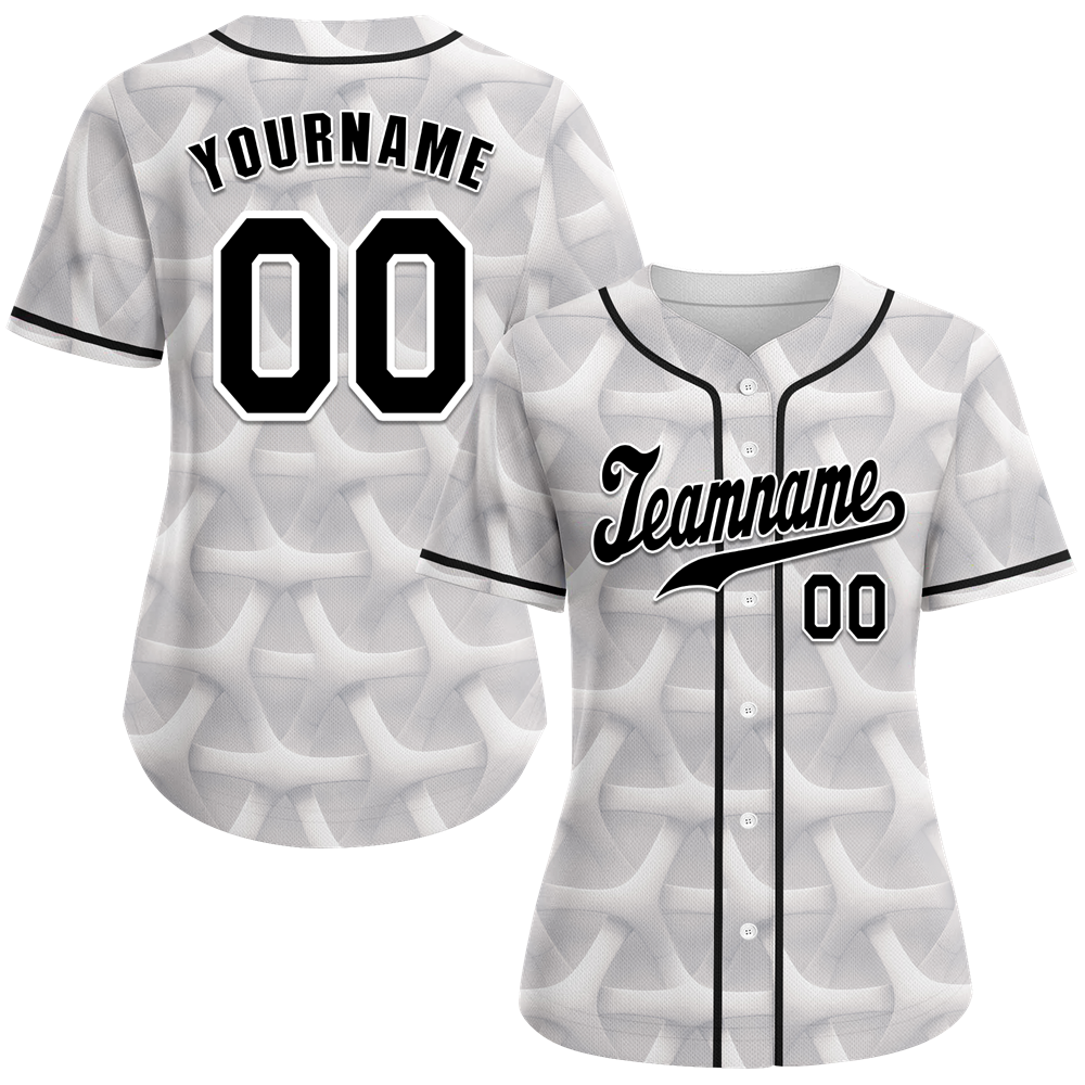 Custom White 3D Pattern Black Authentic Baseball Jersey BSBJ0a-bc0fbde